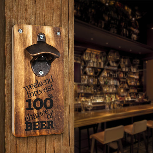 Wall Mounted Bottle Opener - Wooden